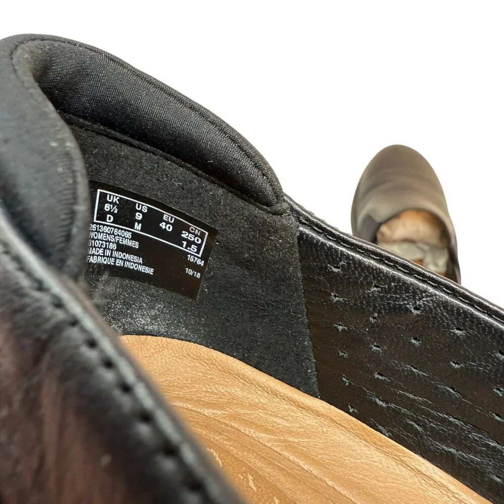 Womens Clarks Black Leather Slip On Un Adorn Step Sneakers‎ sz US 9 M